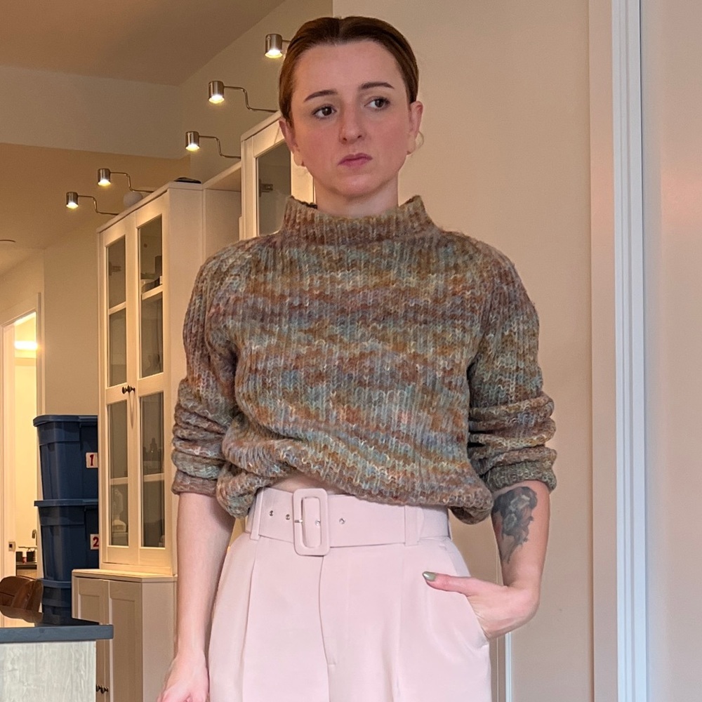 Vintage Jones New York Sport multi Colour Chunky Knit Turtle Neck Sweater Sz:S